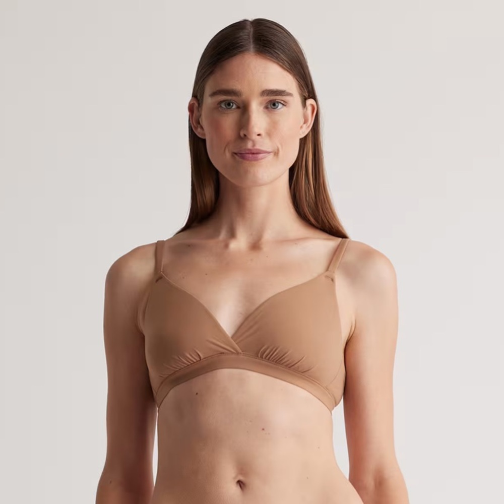 NEW QUINCE Pack Of 2 Second Skin Crossover Bralettes Mocha 19